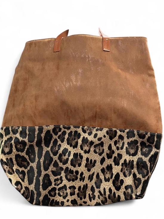 The Unbranded Brand Handbags - Brown Leather Leopard-Print Tote Bag